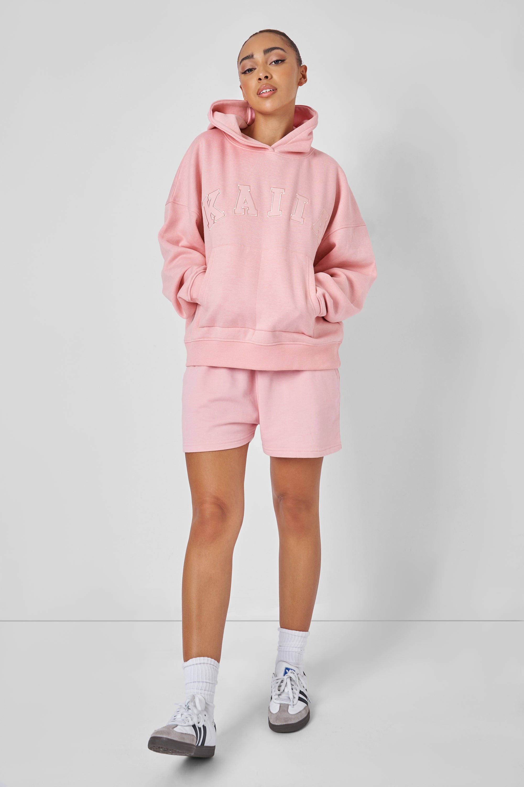 Kaiia Slogan Oversized Hoodie Pink