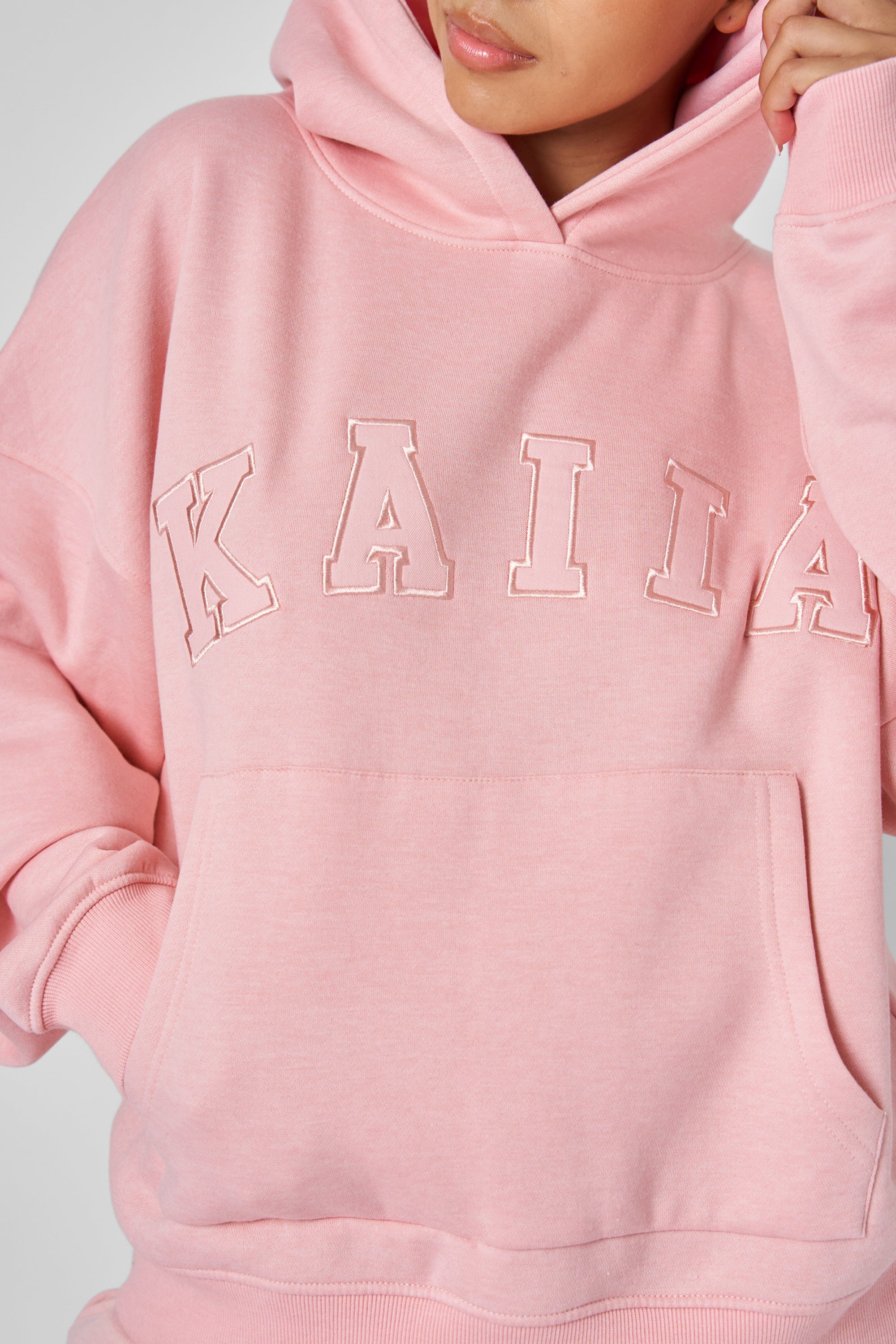 Kaiia Slogan Oversized Hoodie Pink