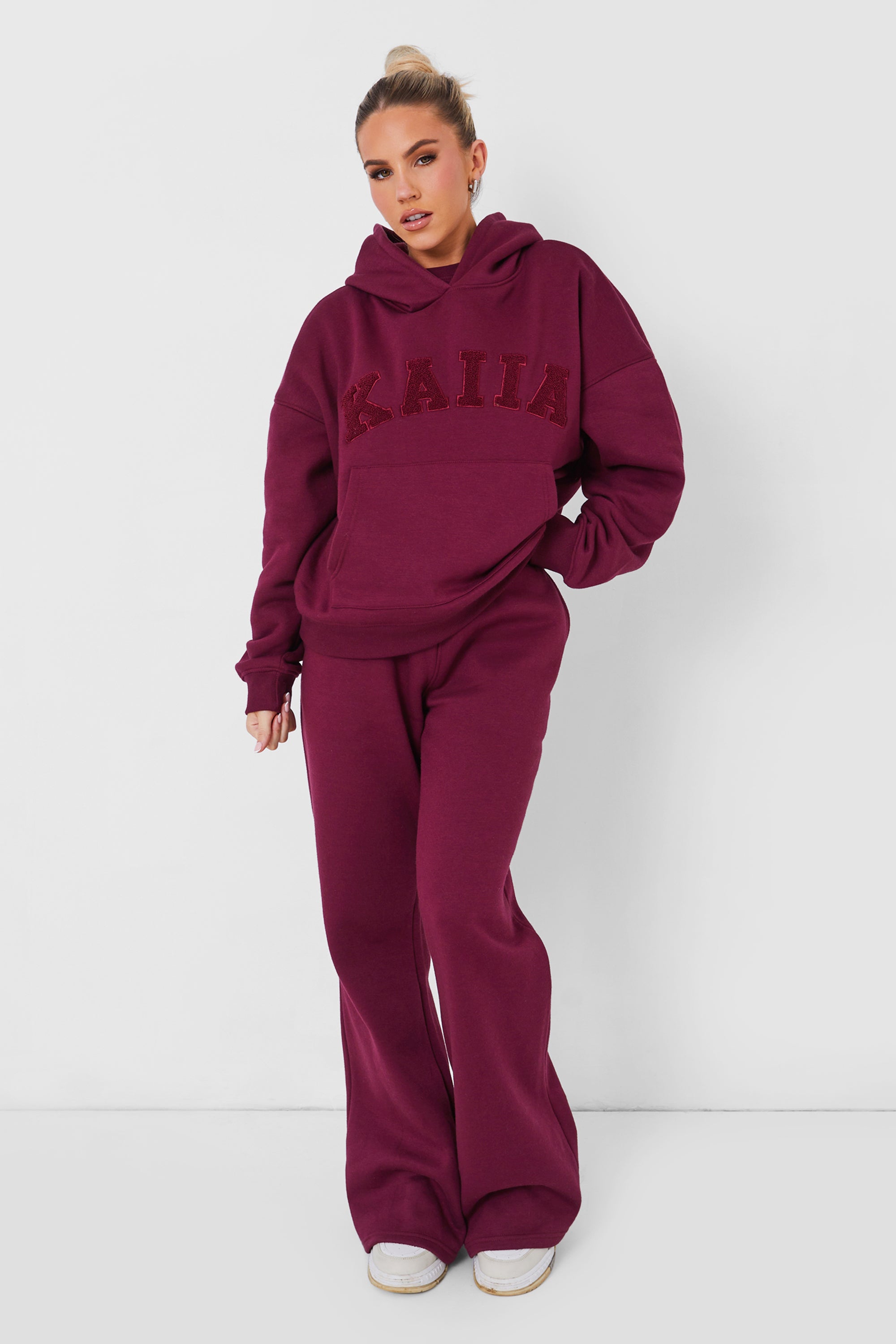 Wide Leg Sweat Pants Deep Burgundy