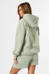 Kaiia Slogan Oversized Hoodie Sage Green