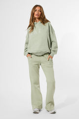 Kaiia Slogan Oversized Hoodie Sage Green