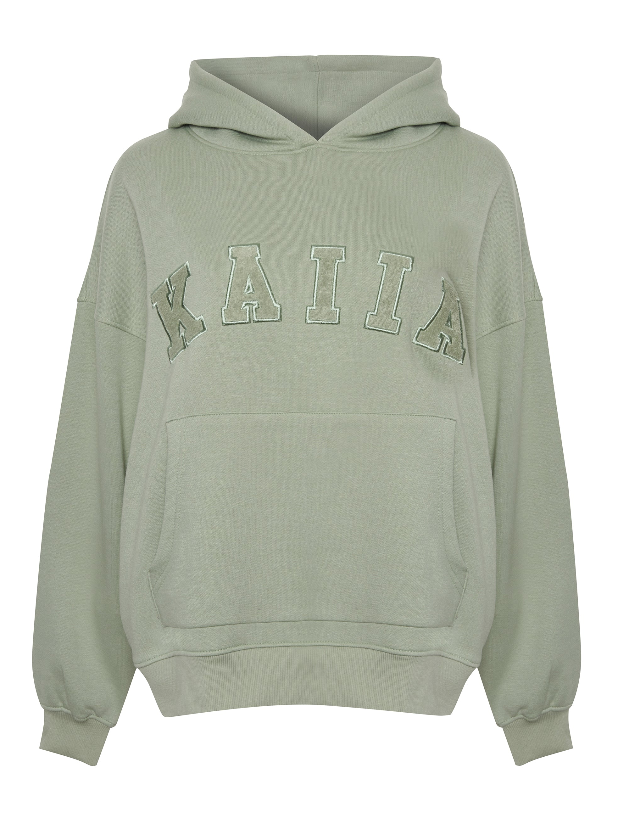 Kaiia Slogan Oversized Hoodie Sage Green