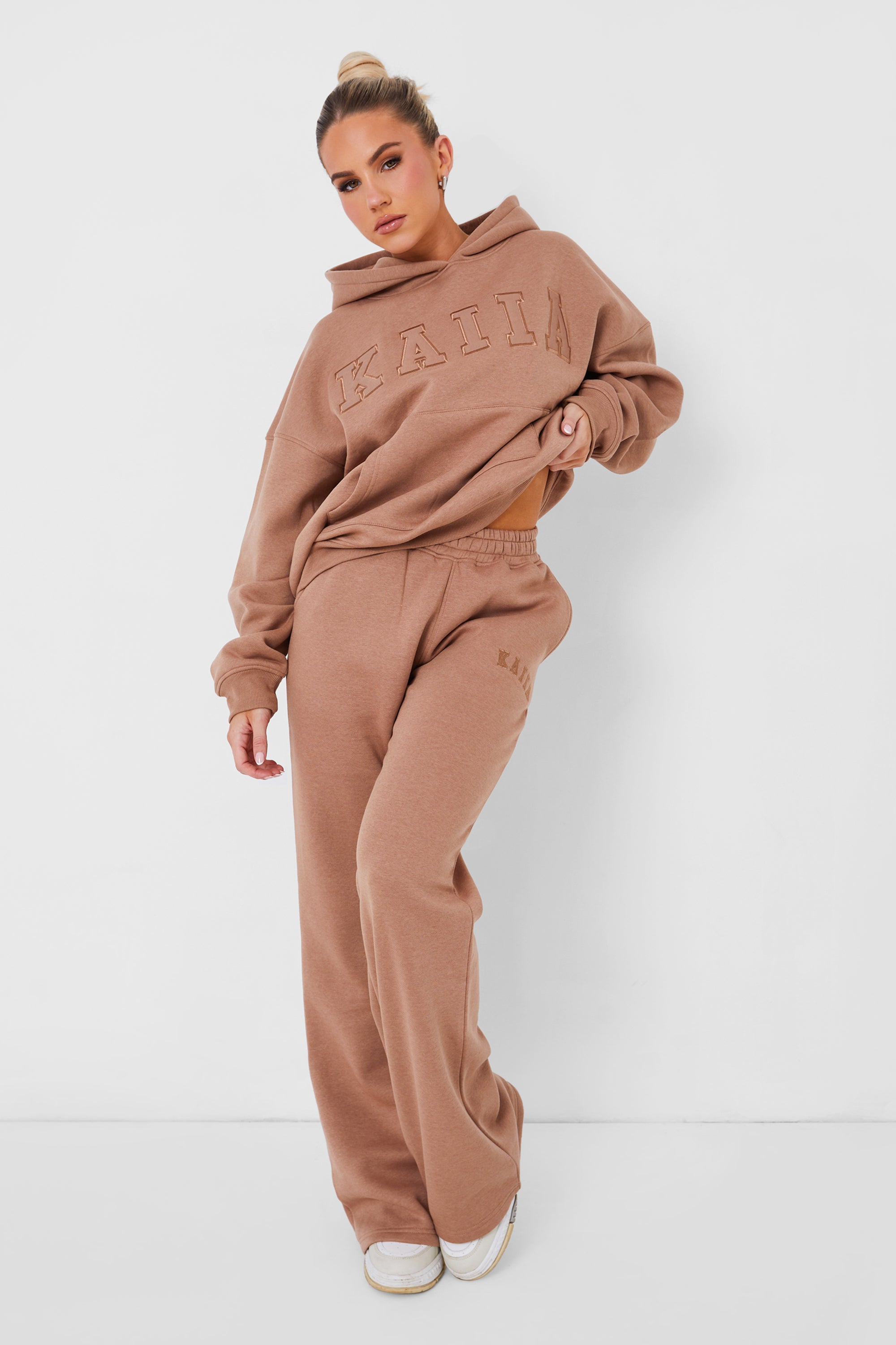 Kaiia Oversized Logo Hoodie in Caramel