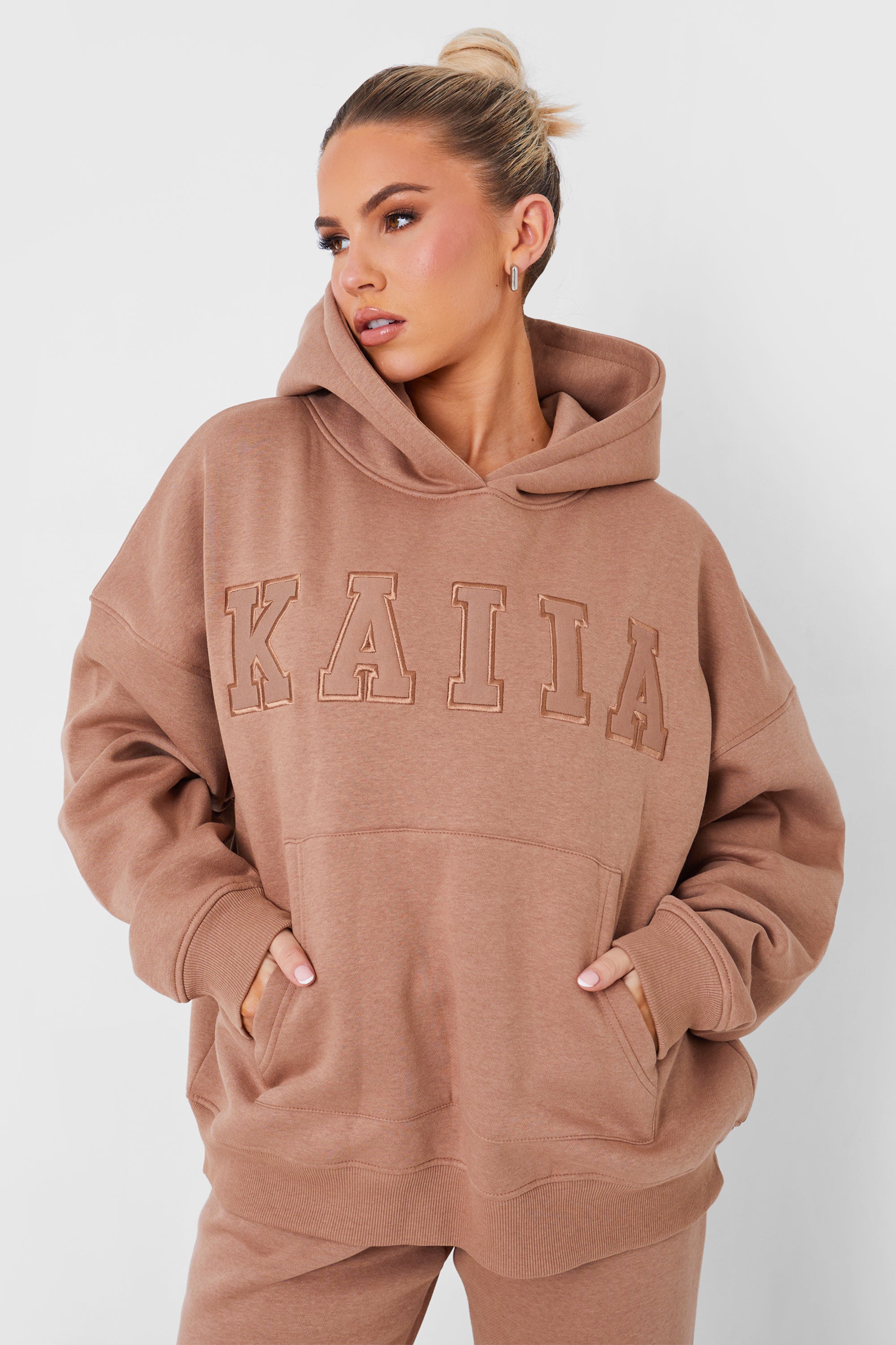 Kaiia Oversized Logo Hoodie in Caramel