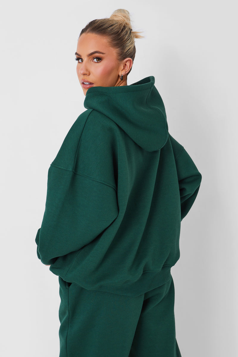 Kaiia Oversized Logo Hoodie Forest Green