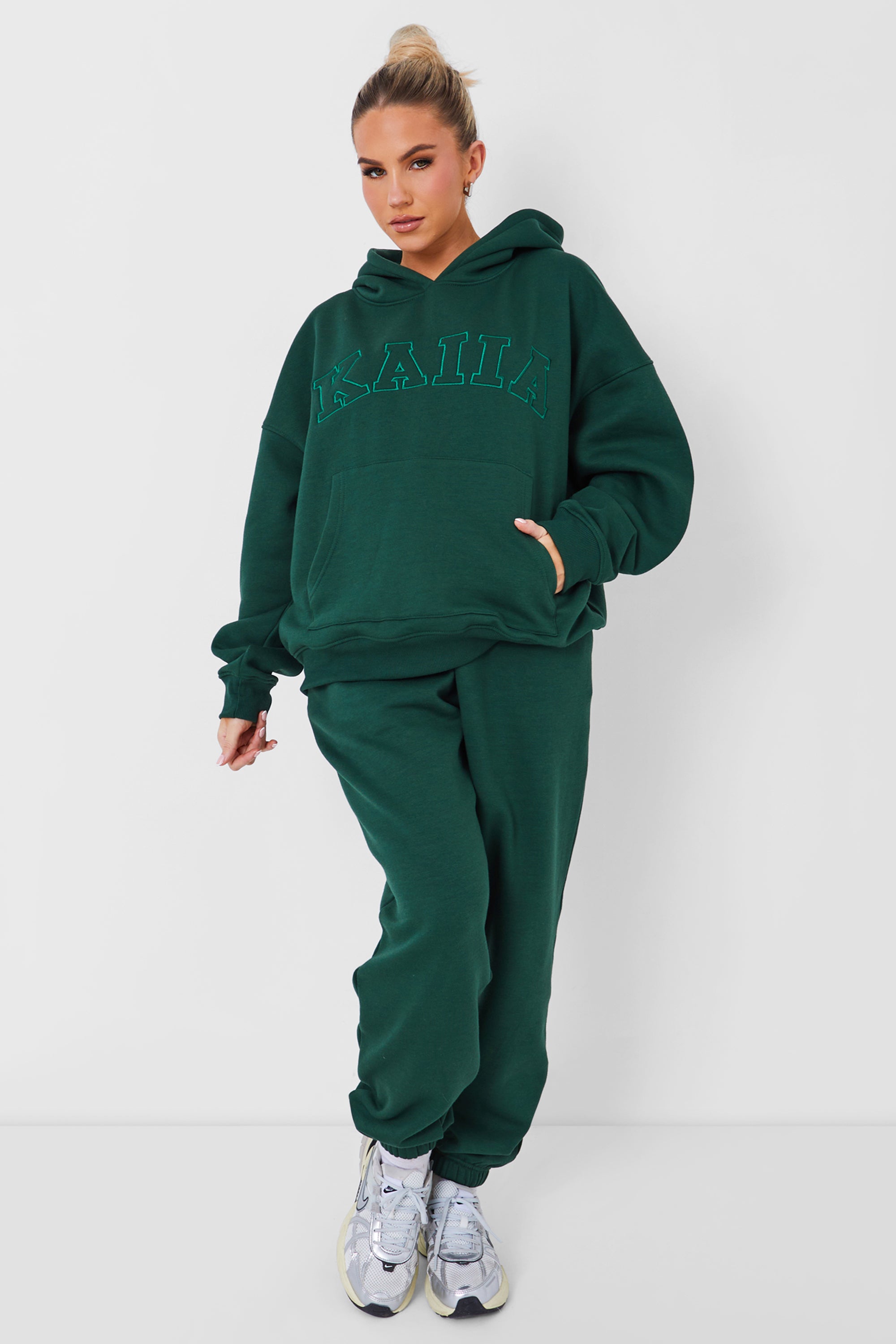 Kaiia Oversized Logo Hoodie Forest Green