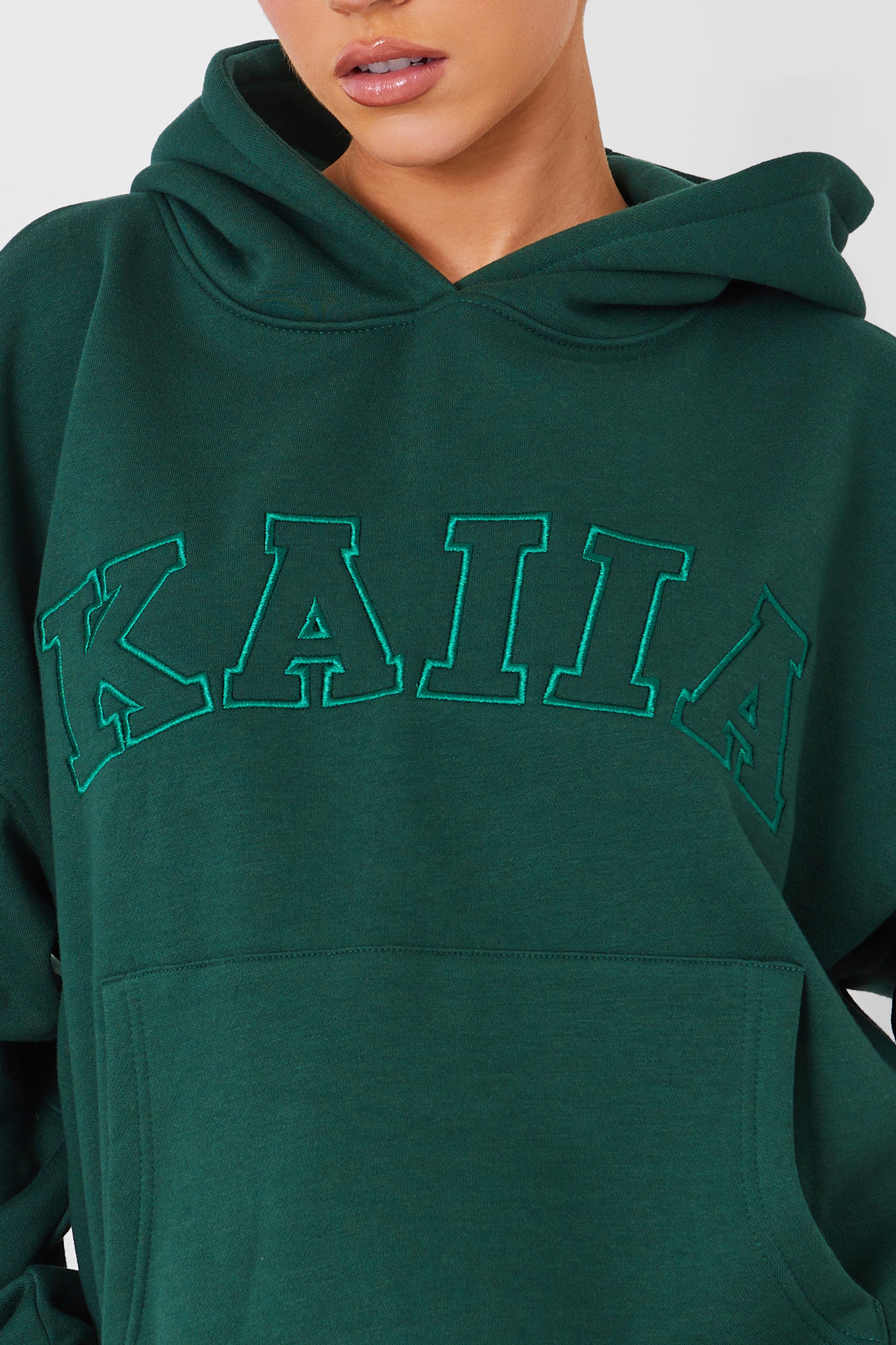 Kaiia Oversized Logo Hoodie Forest Green