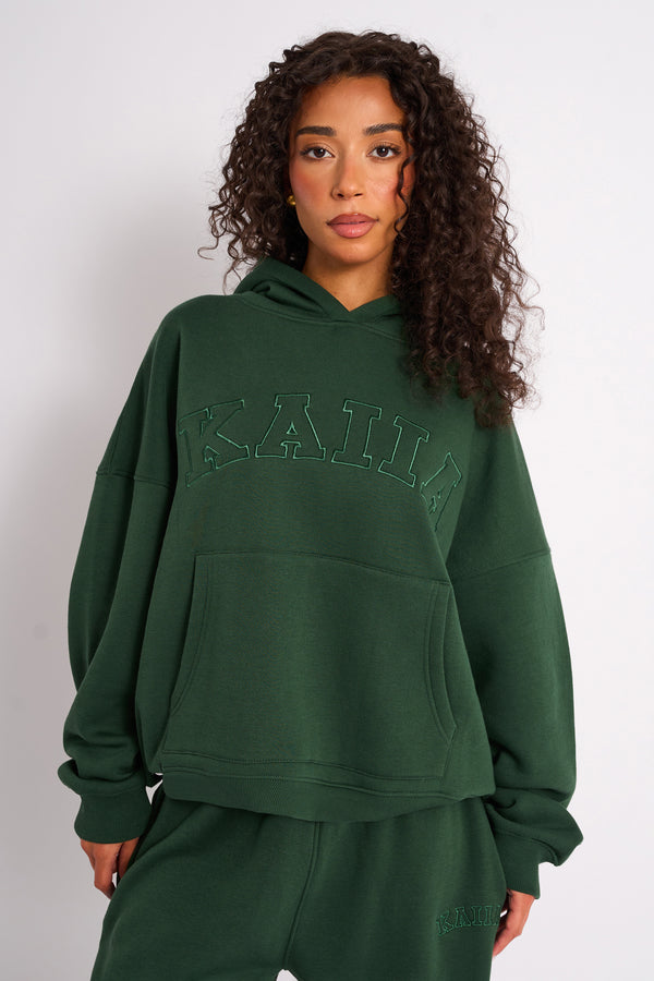 Kaiia Oversized Logo Hoodie Forest Green