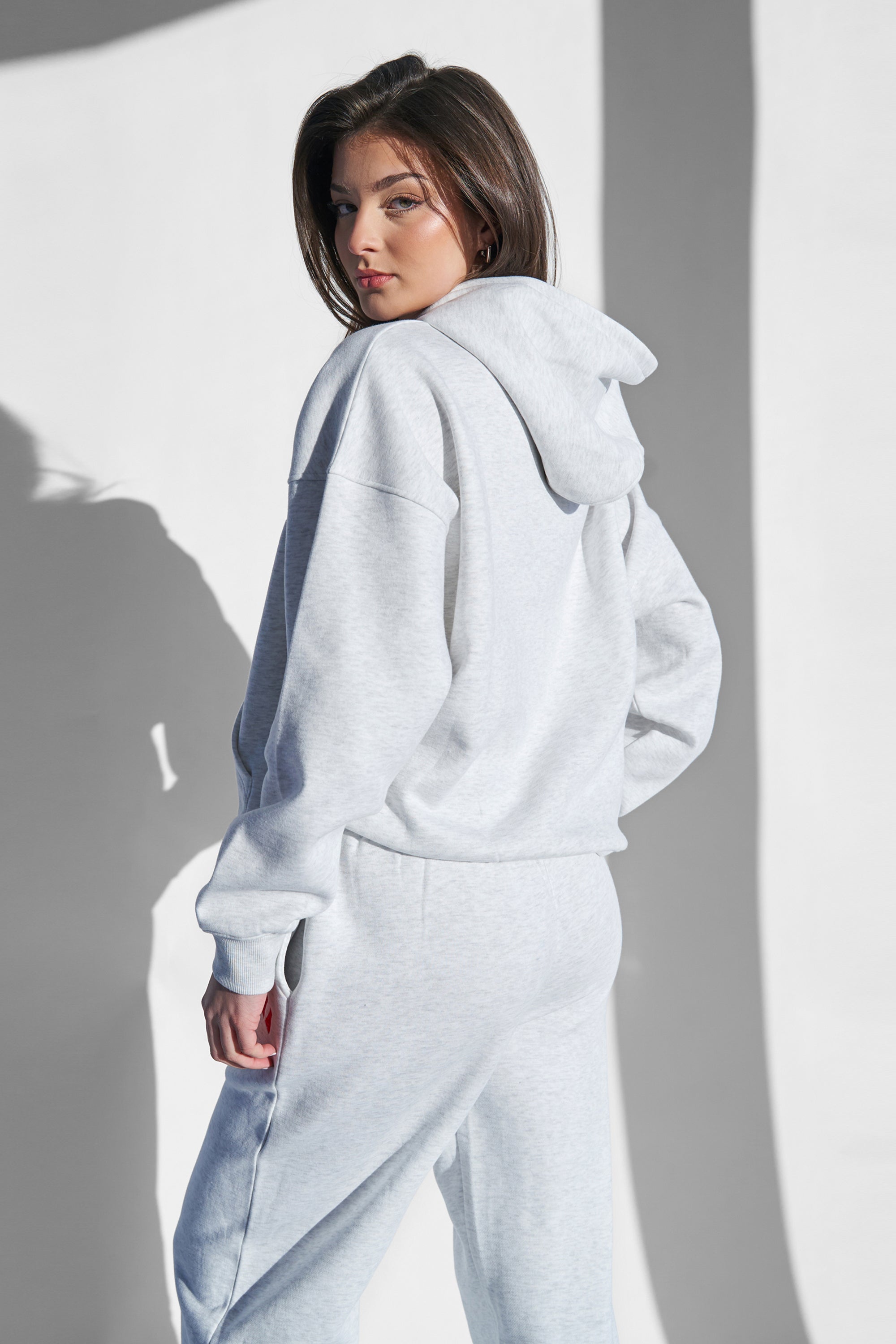 Kaiia Studio Oversized Hoodie Light Grey Marl & Red