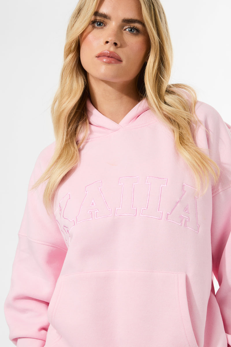 Kaiia Slogan Oversized Hoodie Baby Pink