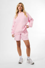 Kaiia Slogan Oversized Hoodie Baby Pink