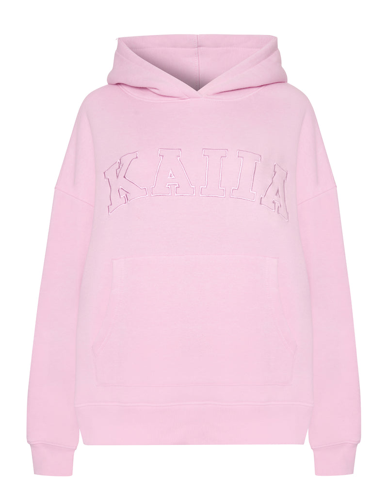 Kaiia Slogan Oversized Hoodie Baby Pink