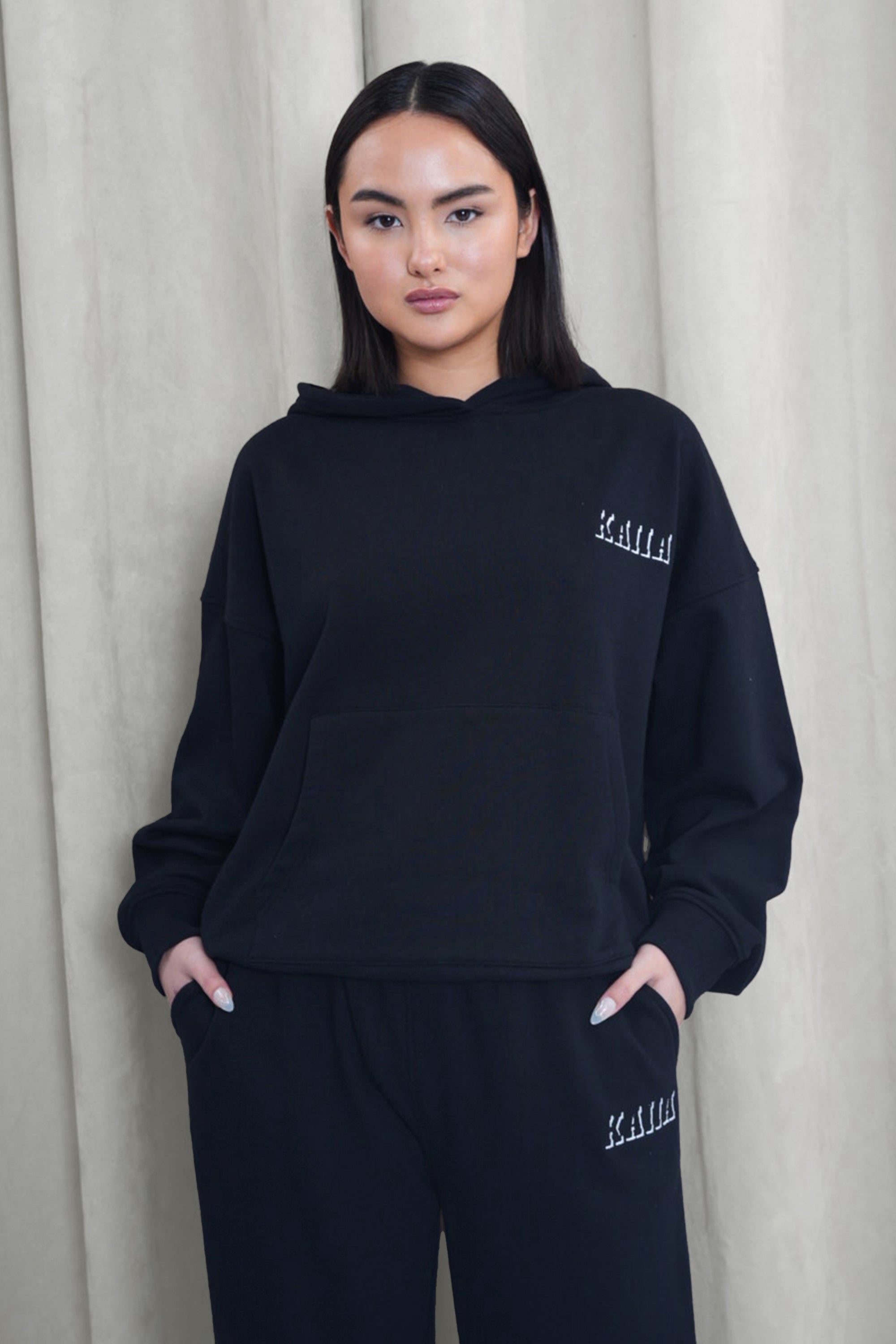 Kaiia Shadow Logo Oversized Hoodie Black