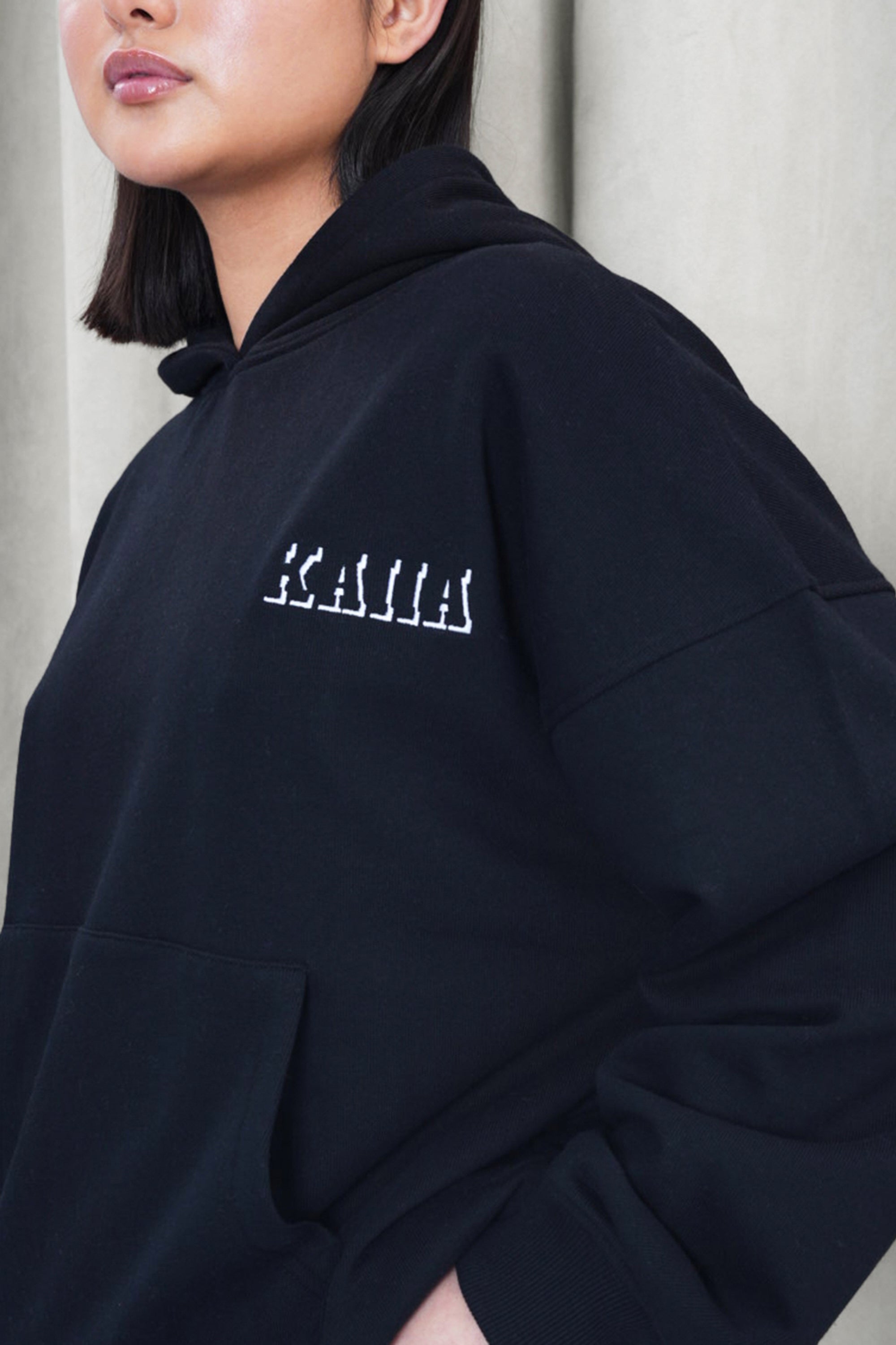 Kaiia Shadow Logo Oversized Hoodie Black