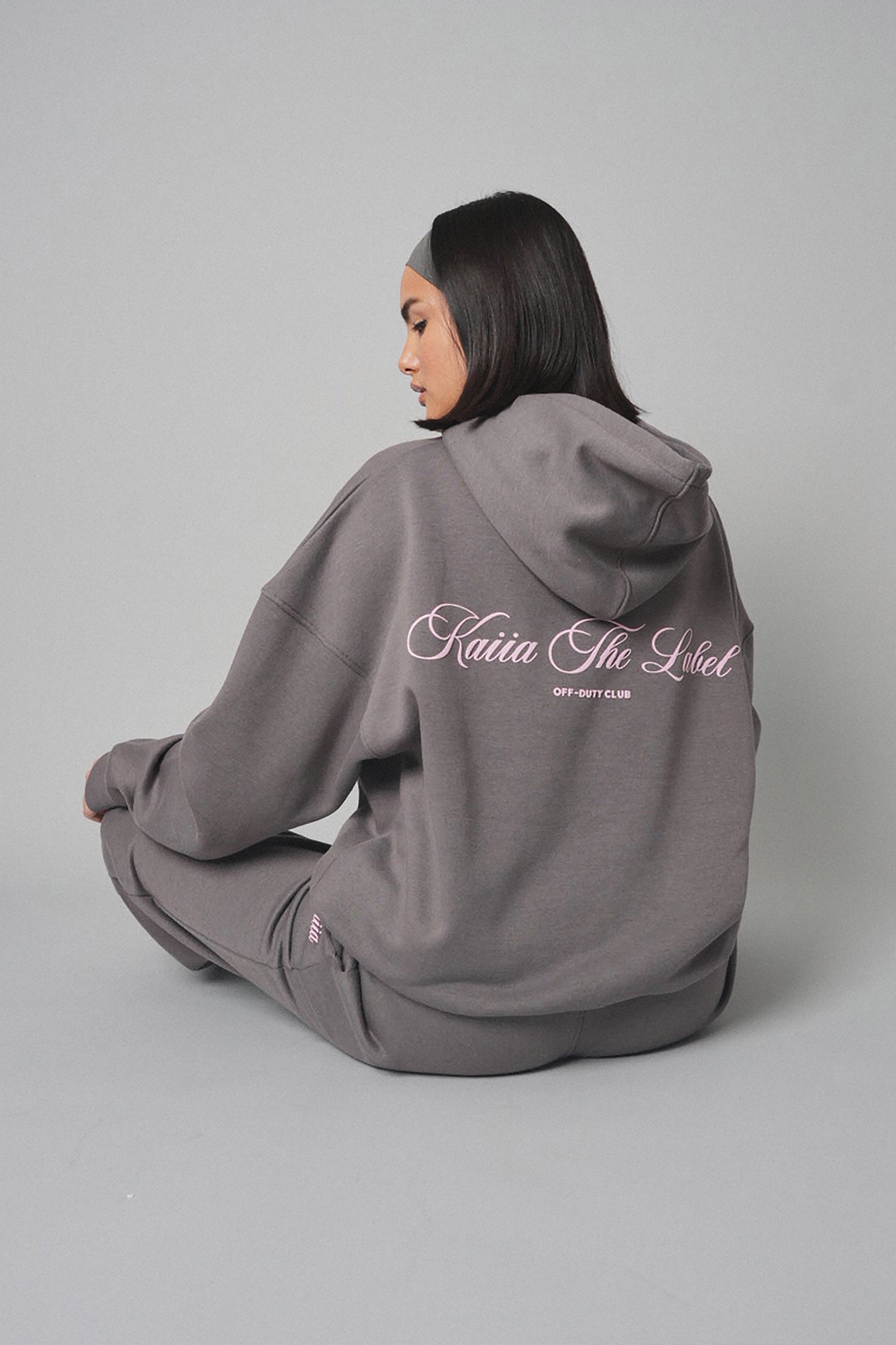 Kaiia The Label Oversized Hoodie Dark Grey with Pink