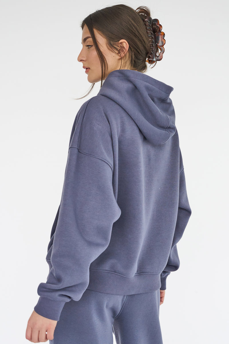 Kaiia Shadow Logo Oversized Hoodie Slate Blue