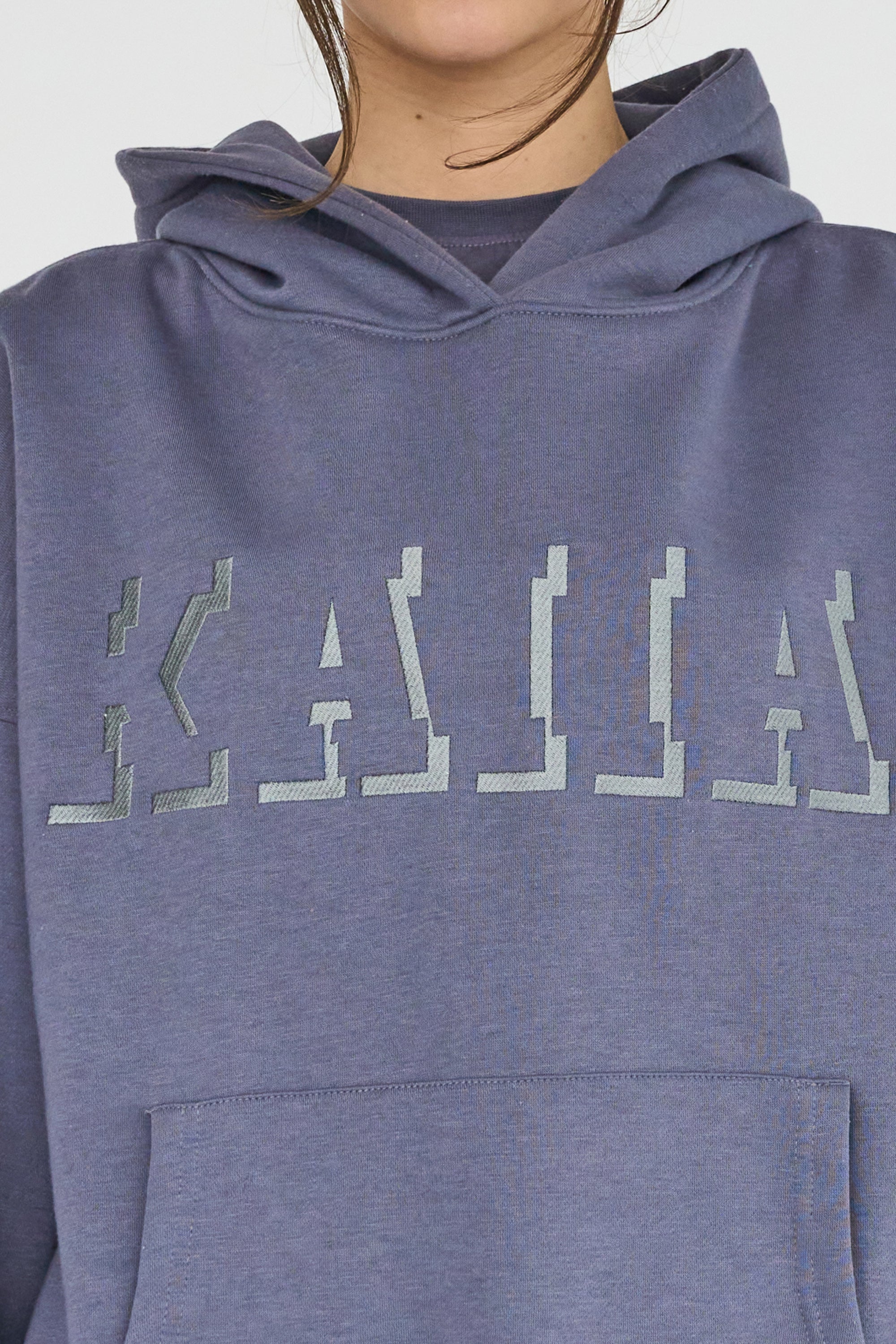 Kaiia Shadow Logo Oversized Hoodie Slate Blue