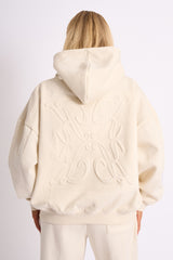 Kaiia Logo Embossed Oversized Hoodie Cream