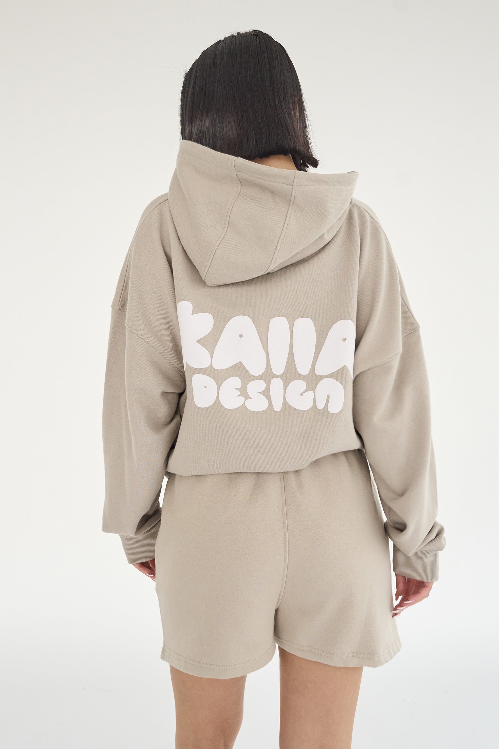 Kaiia Design Bubble Print Oversized Hoodie Stone