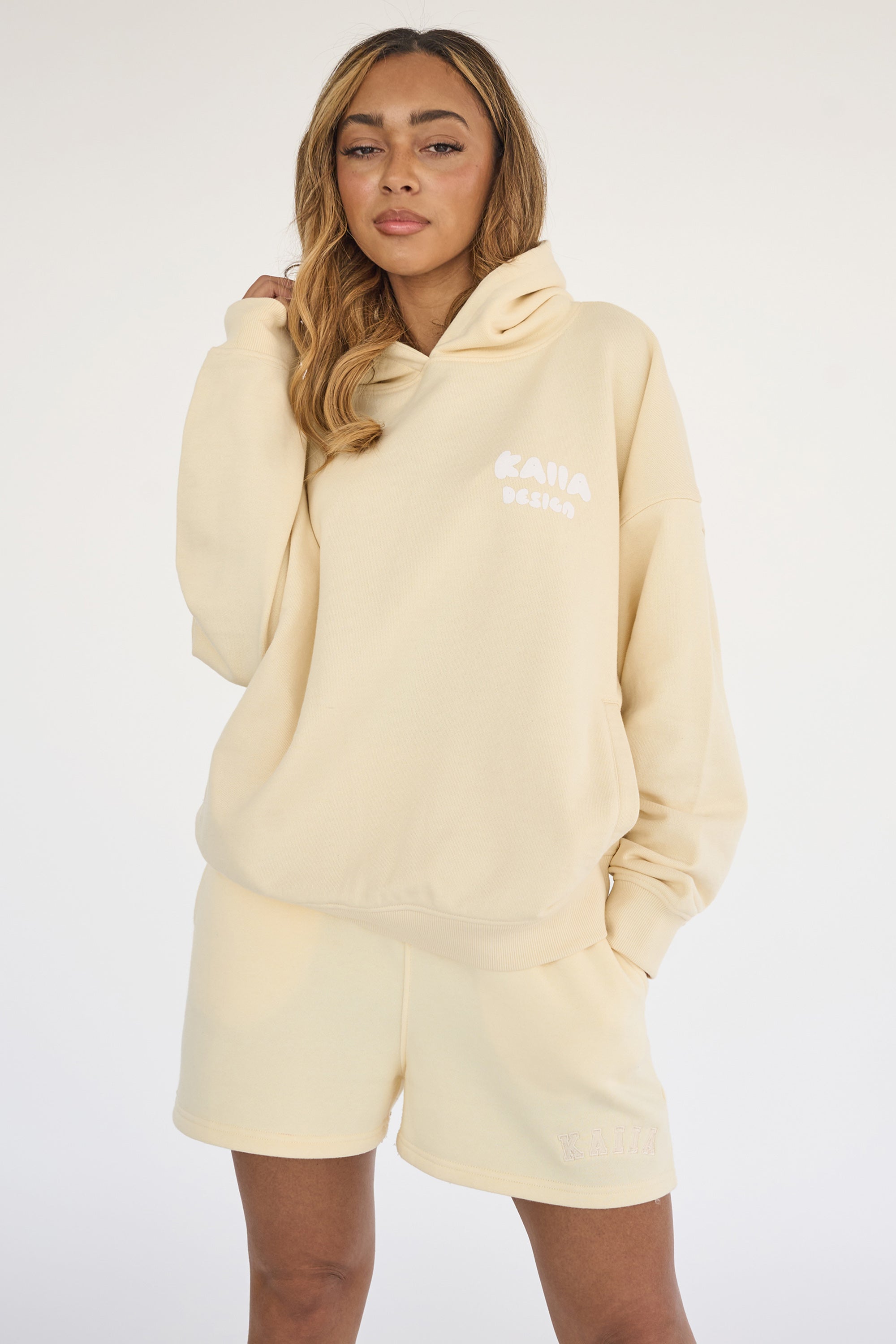 Kaiia Design Bubble Logo Oversized Hoodie Lemon