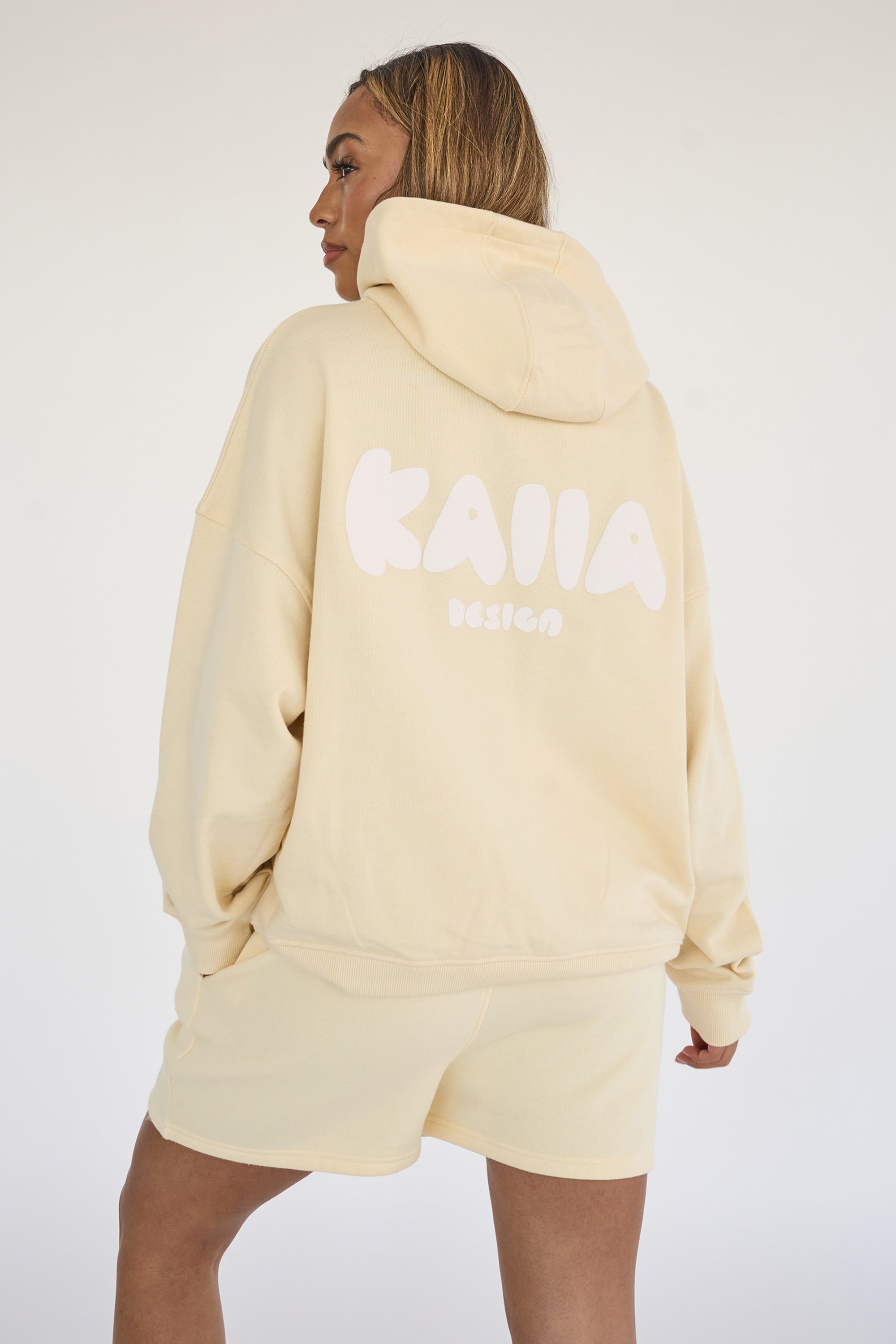 Kaiia Design Bubble Logo Oversized Hoodie Lemon