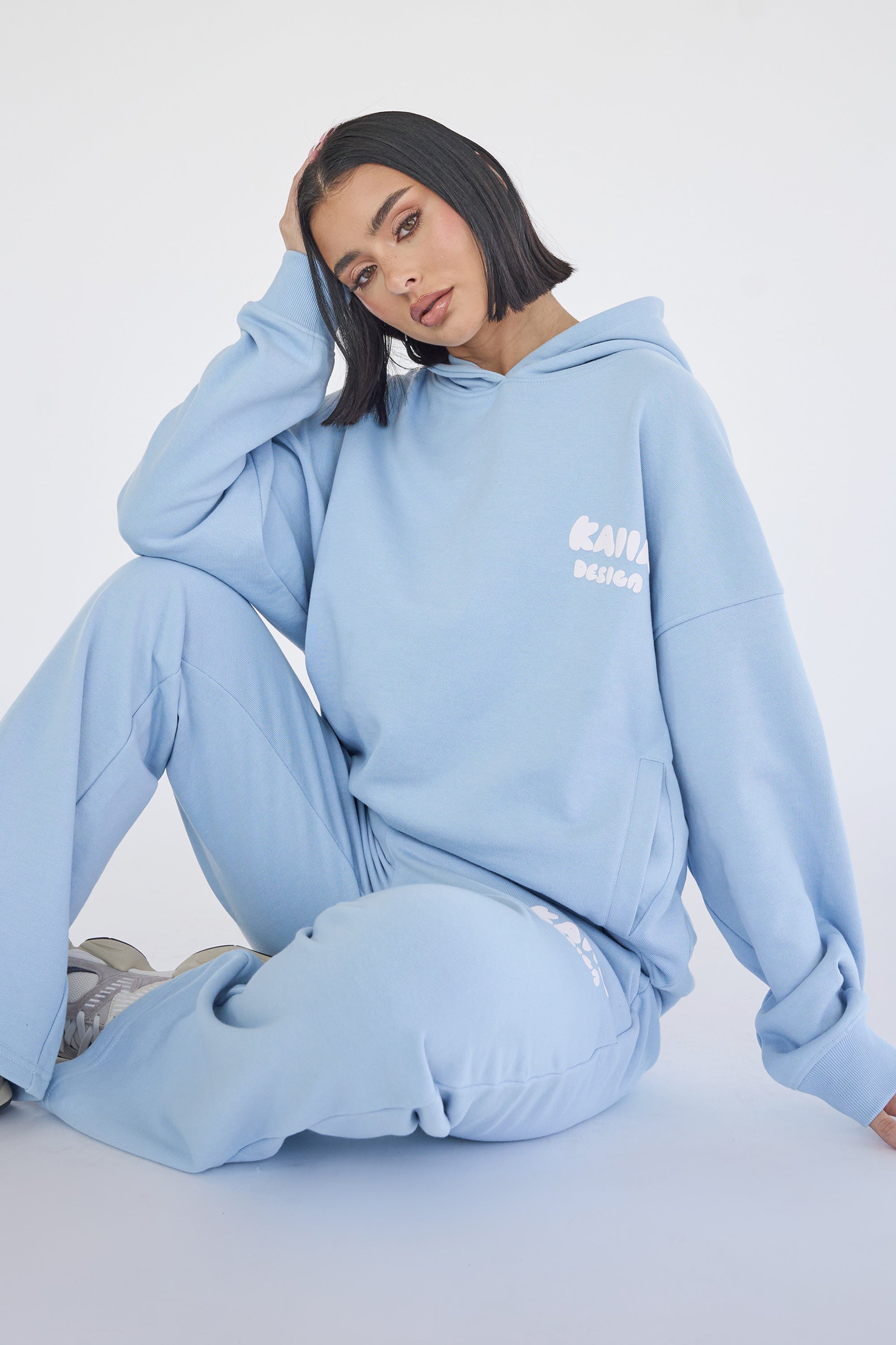 Kaiia Design Bubble Logo Oversized Hoodie Baby Blue