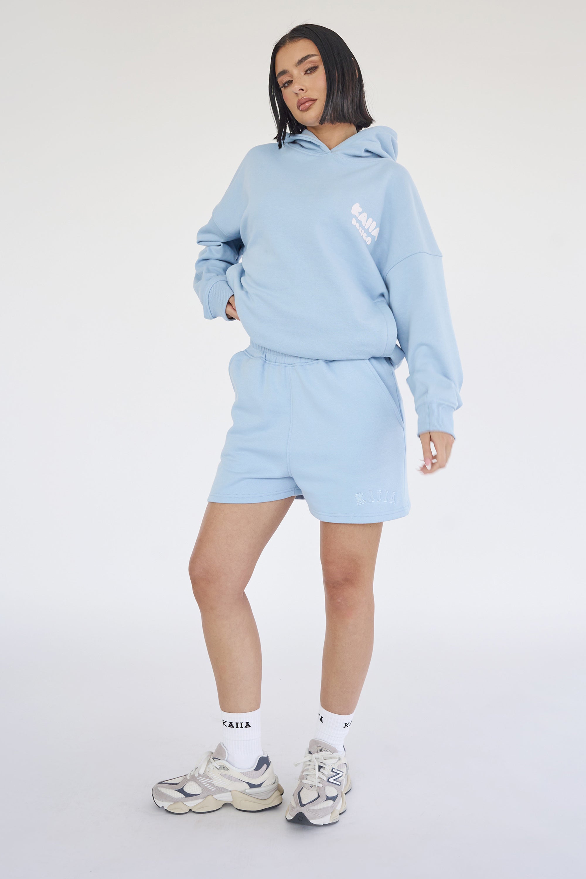 Kaiia Design Bubble Logo Oversized Hoodie Baby Blue