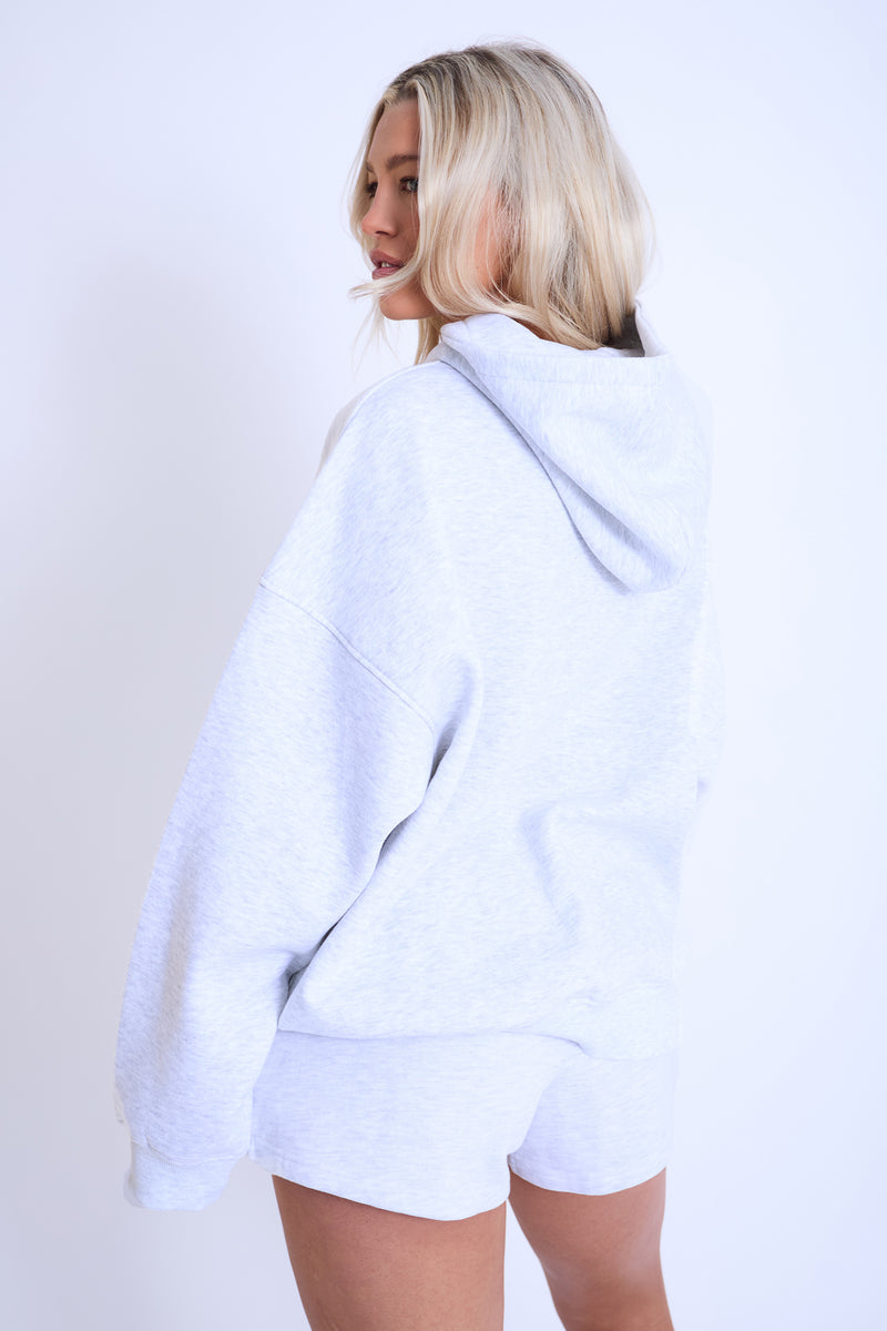 Kaiia Studio Bubble Logo Oversized Hoodie Light Grey Marl & Orange