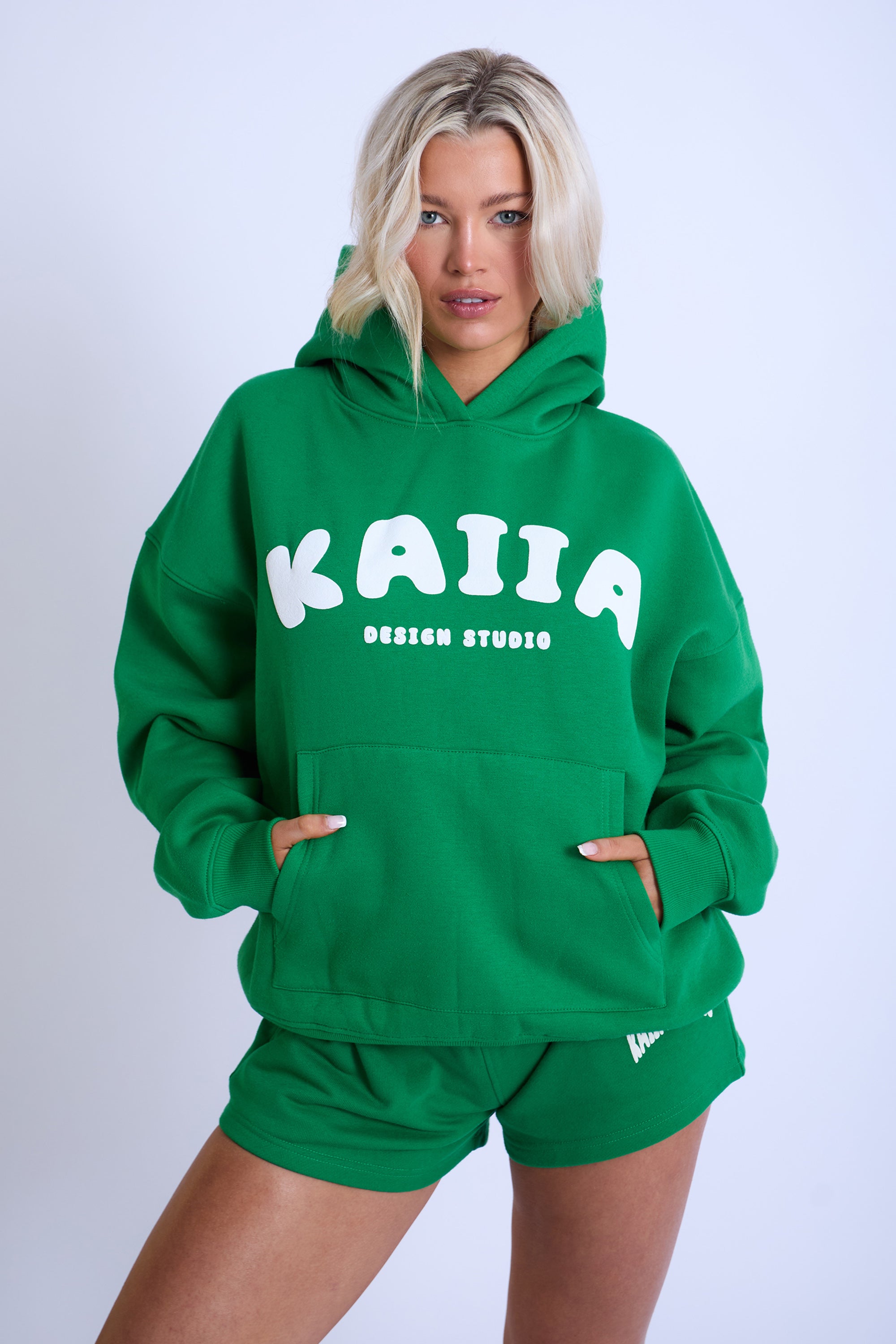 Kaiia Design Bubble Logo Oversized Hoodie Green