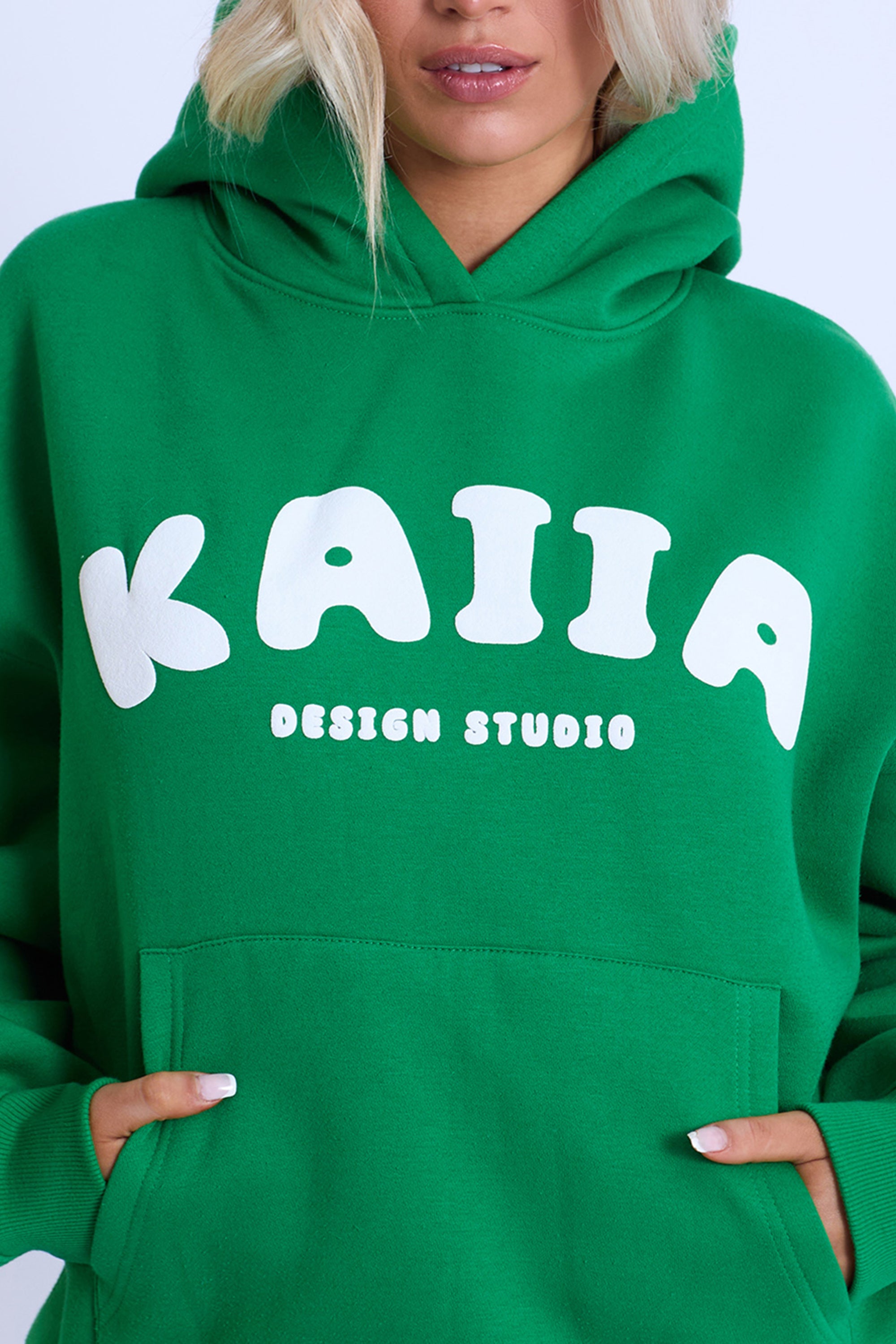 Kaiia Design Bubble Logo Oversized Hoodie Green