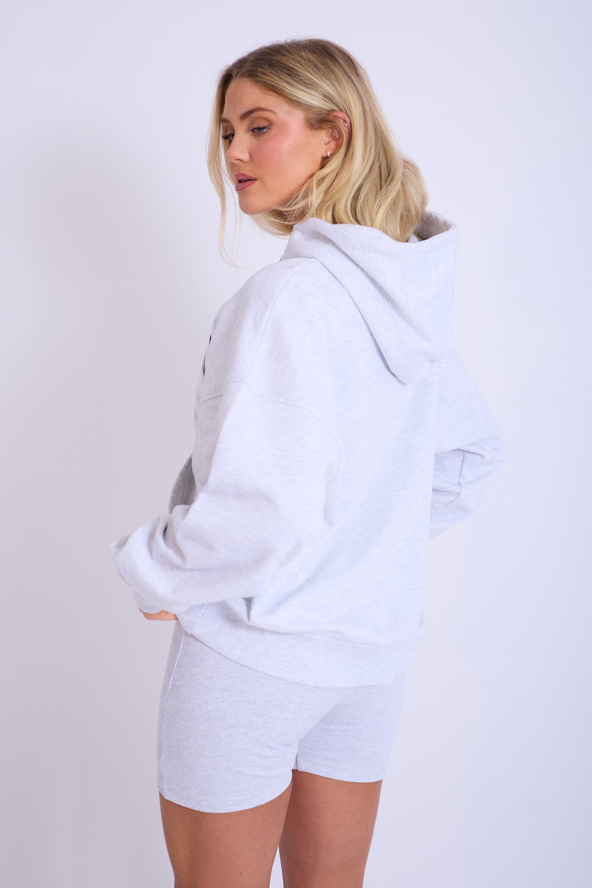 Kaiia California Oversized Hoodie Light Grey Marl