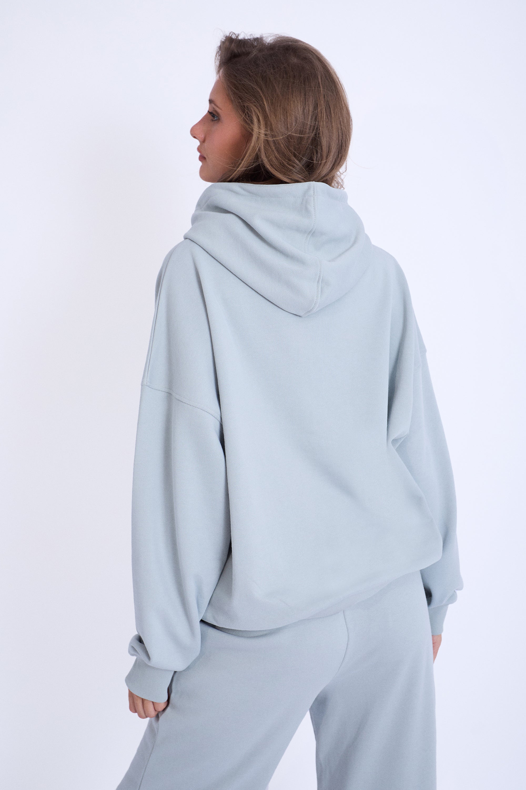 Kaiia Design Embroidered Bubble Logo Oversized Hoodie Foam Blue