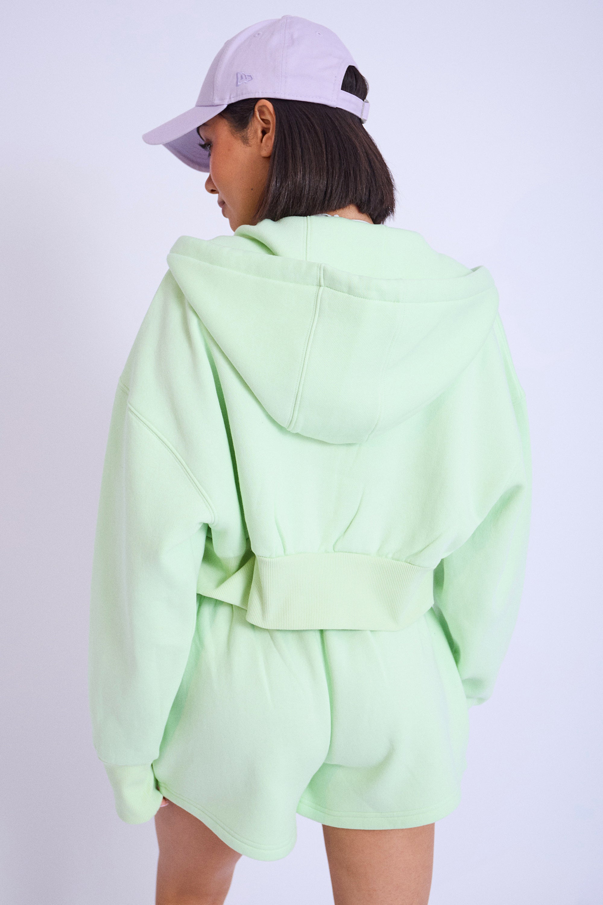 Kaiia Studio Bubble Logo Cropped Zip Up Hoodie Lime & Lilac