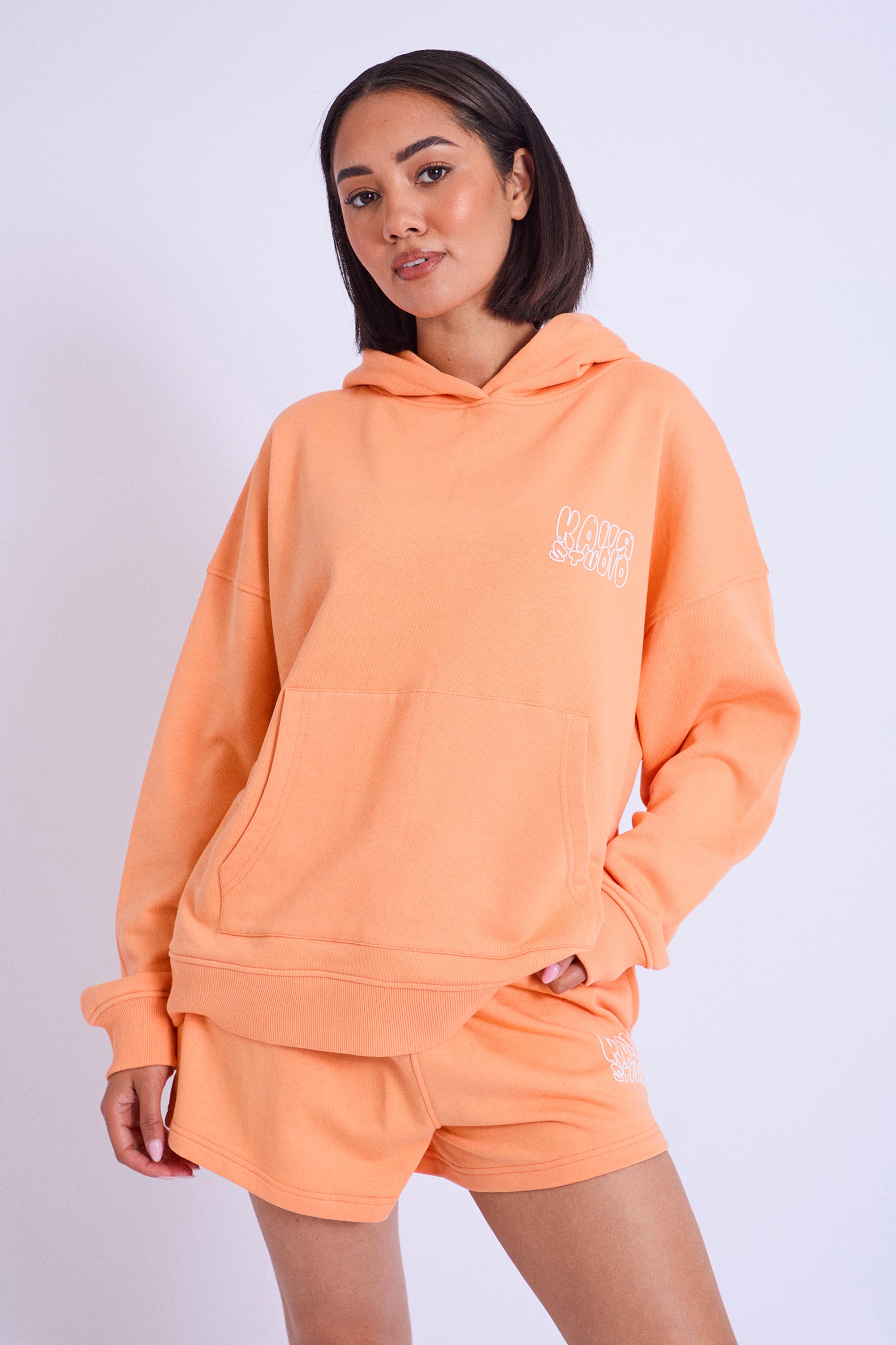 Kaiia Studio Bubble Logo Oversized Hoodie Light Orange