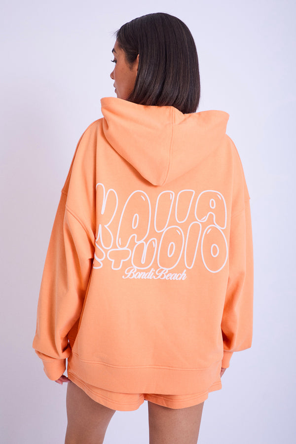 Kaiia Studio Bubble Logo Oversized Hoodie Light Orange
