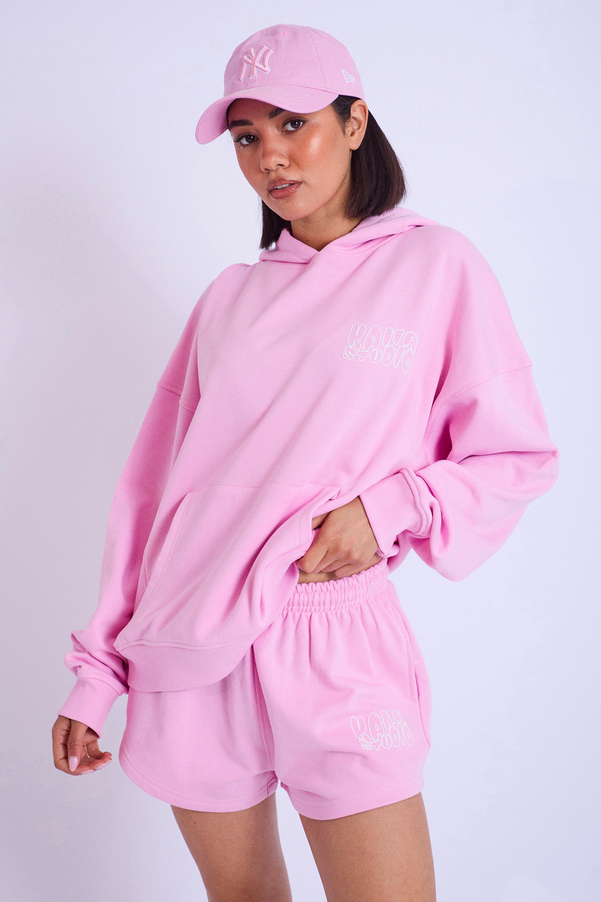 Kaiia Studio Bubble Logo Oversized Hoodie Baby Pink