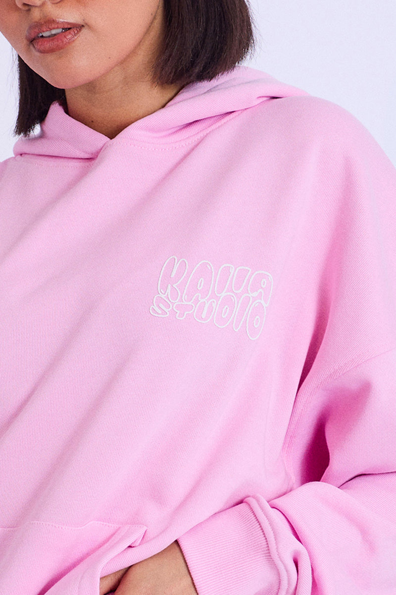 Kaiia Studio Bubble Logo Oversized Hoodie Baby Pink