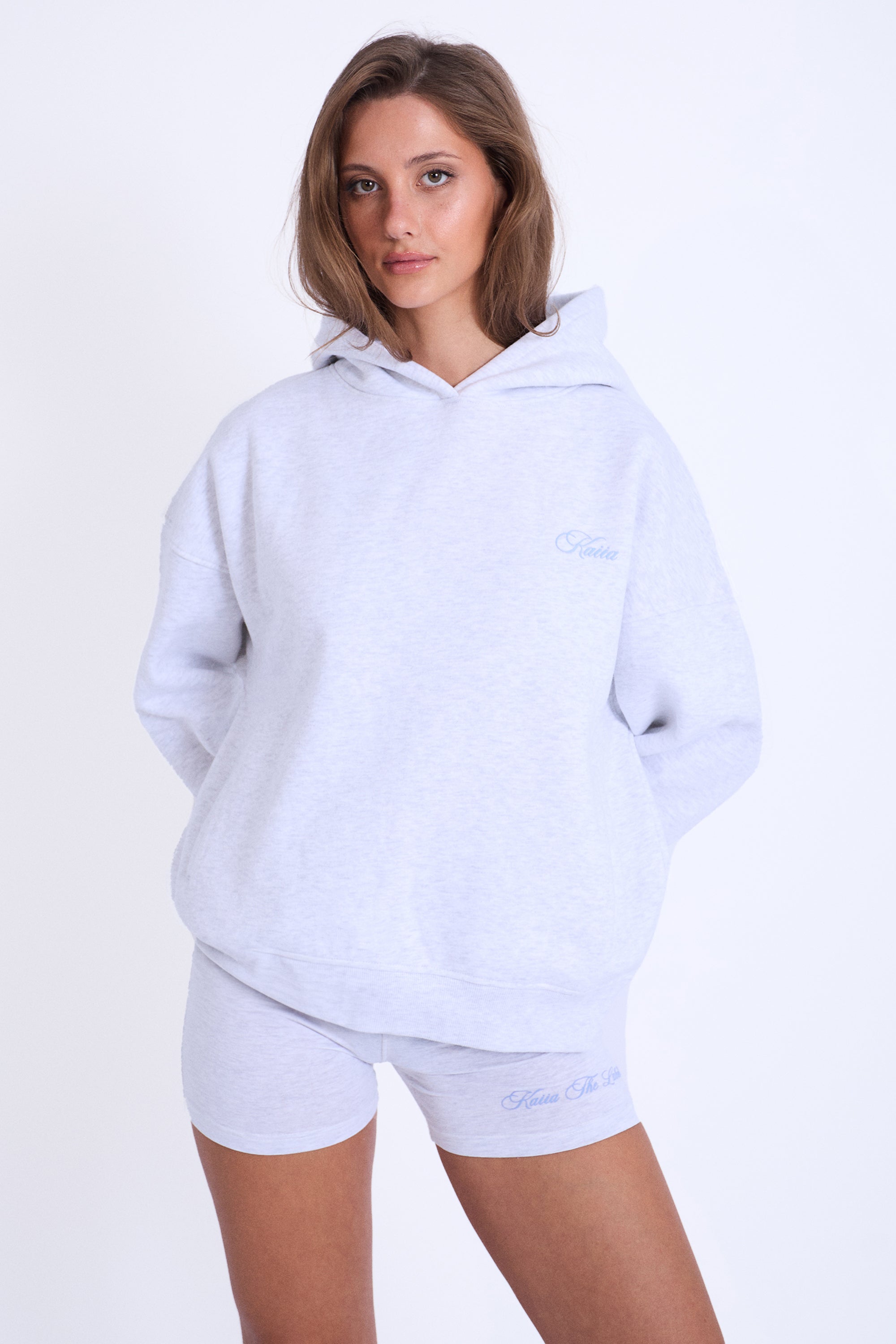 Kaiia The Label Oversized Hoodie Grey Marl & Blue