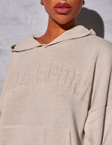 Kaiia Sport Knitted Hoodie Stone