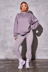 Kaiia Slogan Logo Oversized Hoodie Mauve