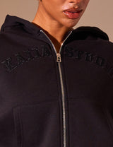 Kaiia Sport Logo Zip Through Hoodie Black