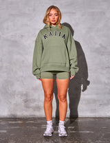 Kaiia Studio Logo Oversized Hoodie Khaki