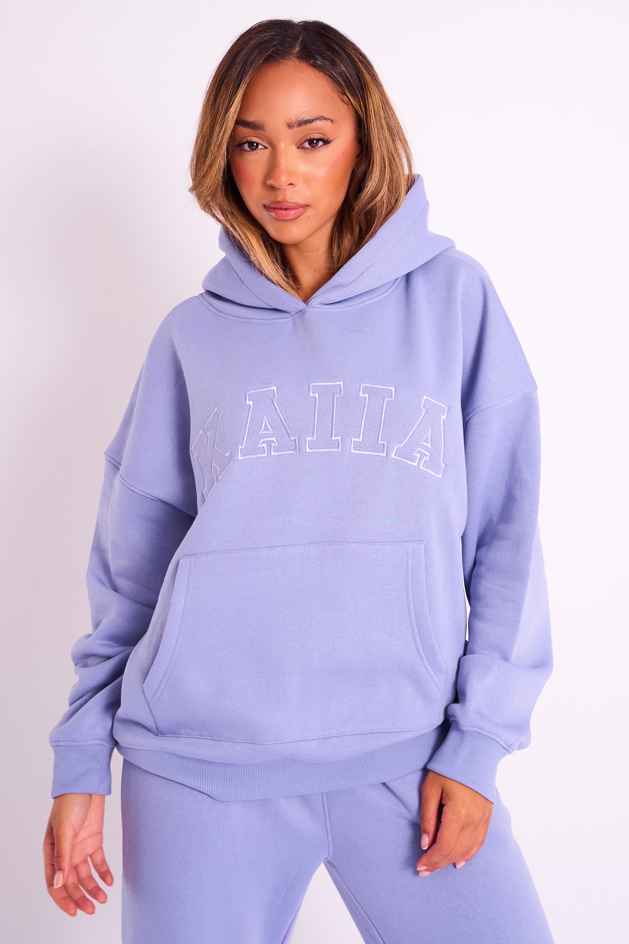 Kaiia Slogan Oversized Hoodie Ultra Violet