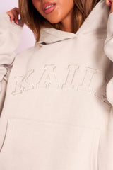 Kaiia Slogan Oversized Hoodie Sand