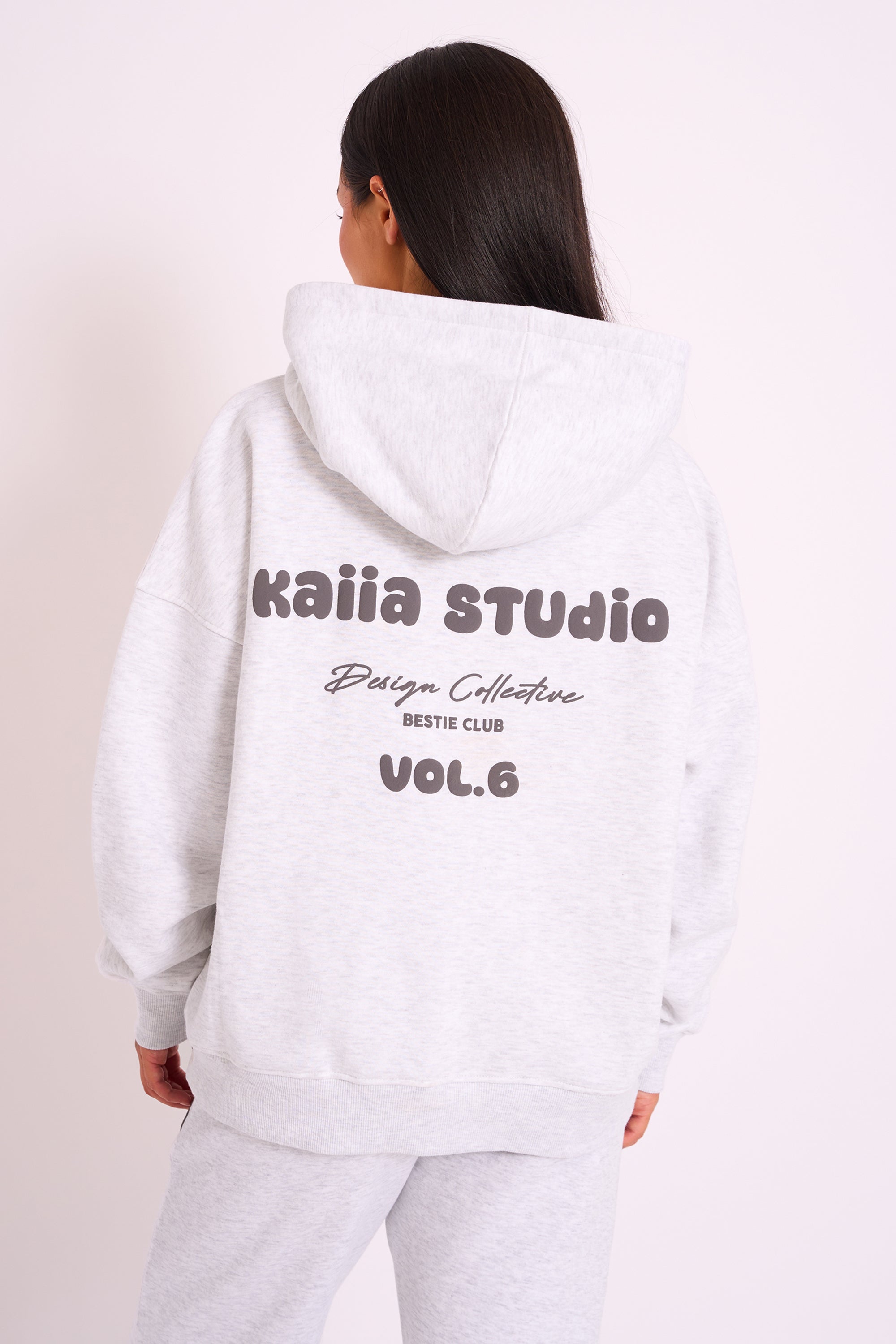 Kaiia Studio Bubble Logo Oversized Hoodie Grey Marl