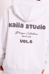 Kaiia Studio Bubble Logo Oversized Hoodie Grey Marl