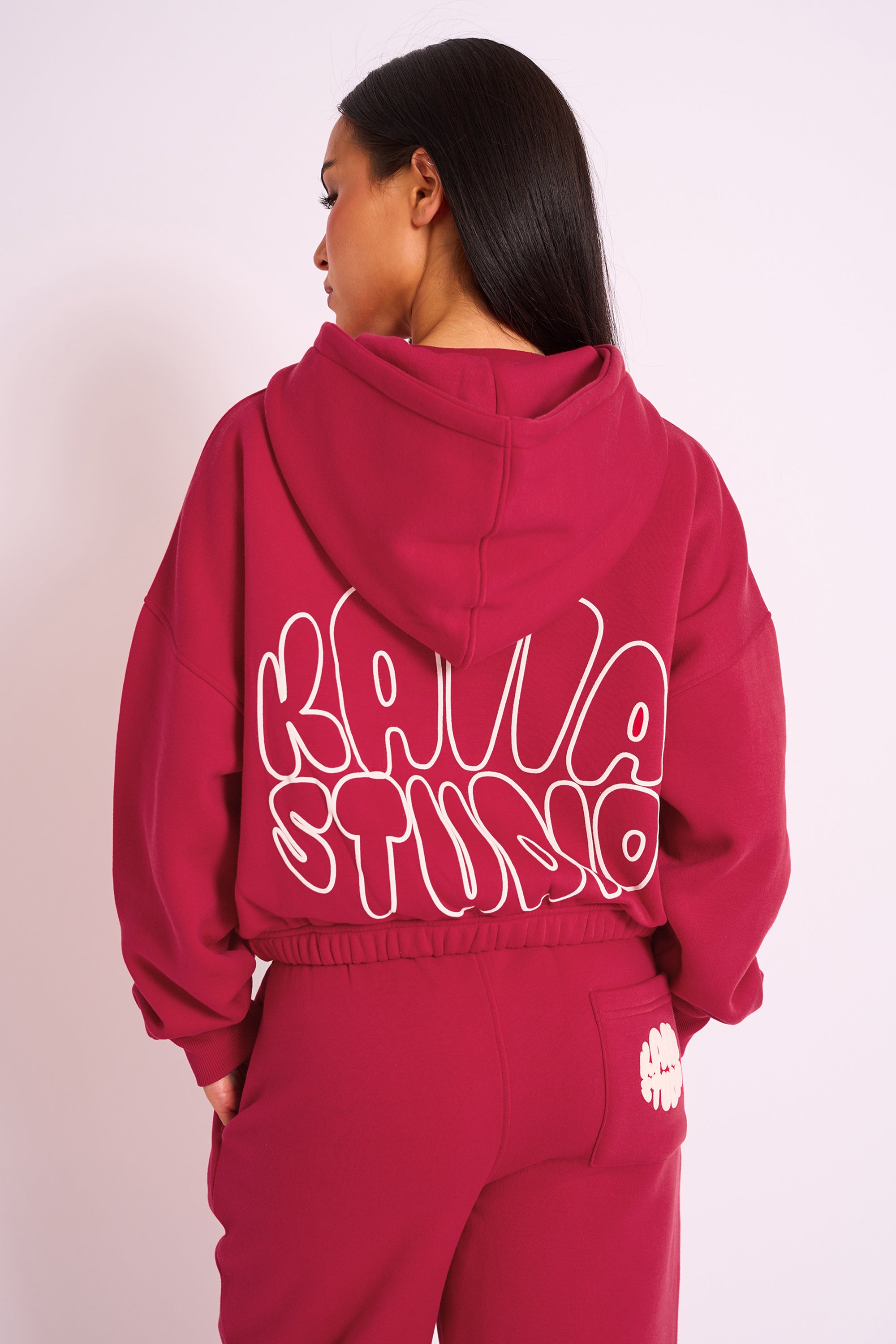 Kaiia Studio Bubble Logo Zip Through Hoodie Red