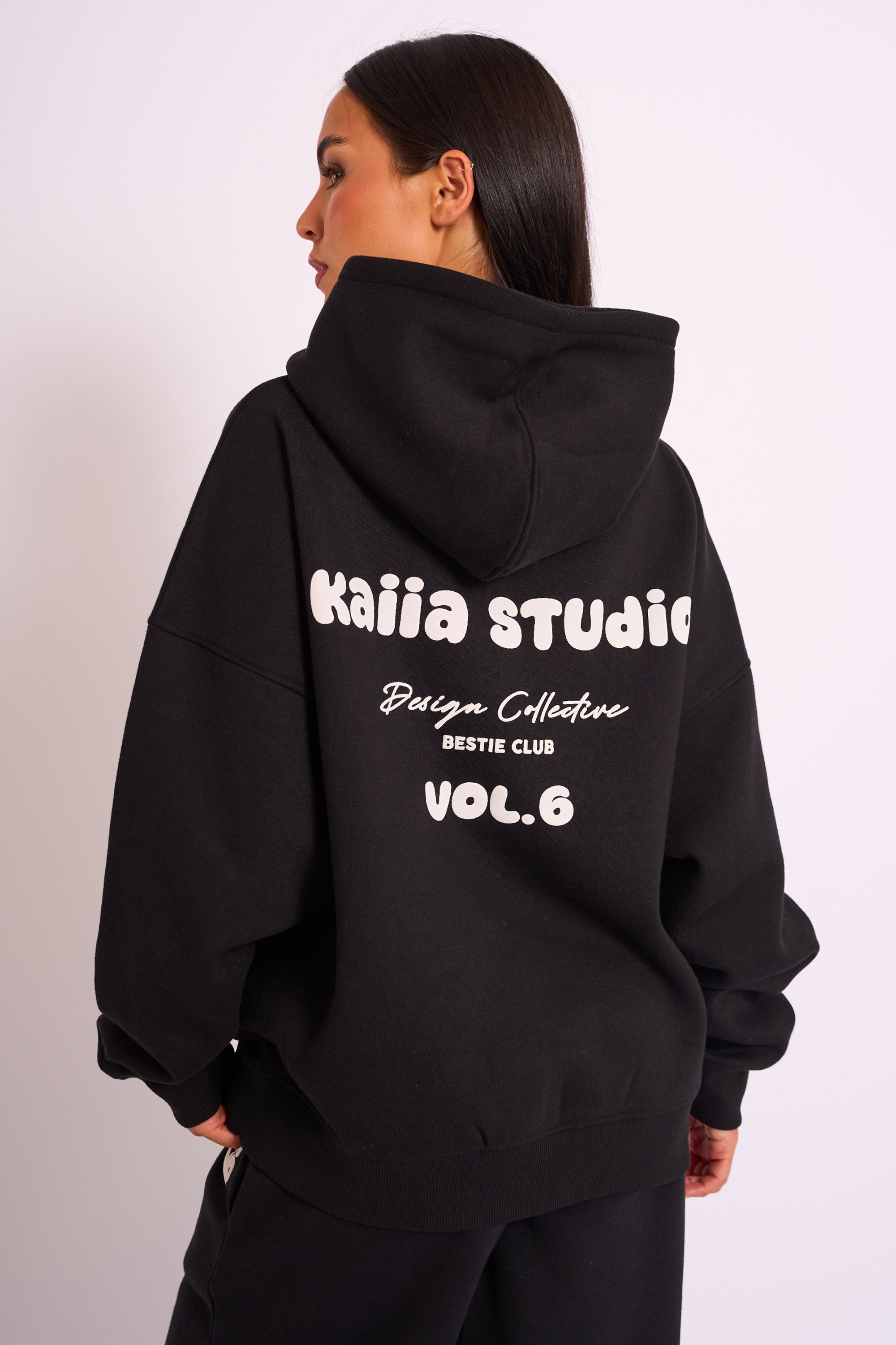 Kaiia Studio Bubble Logo Oversized Hoodie Black