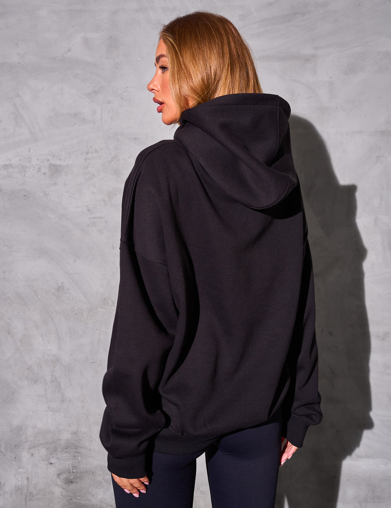 Kaiia Sport Logo Oversized Hoodie Black