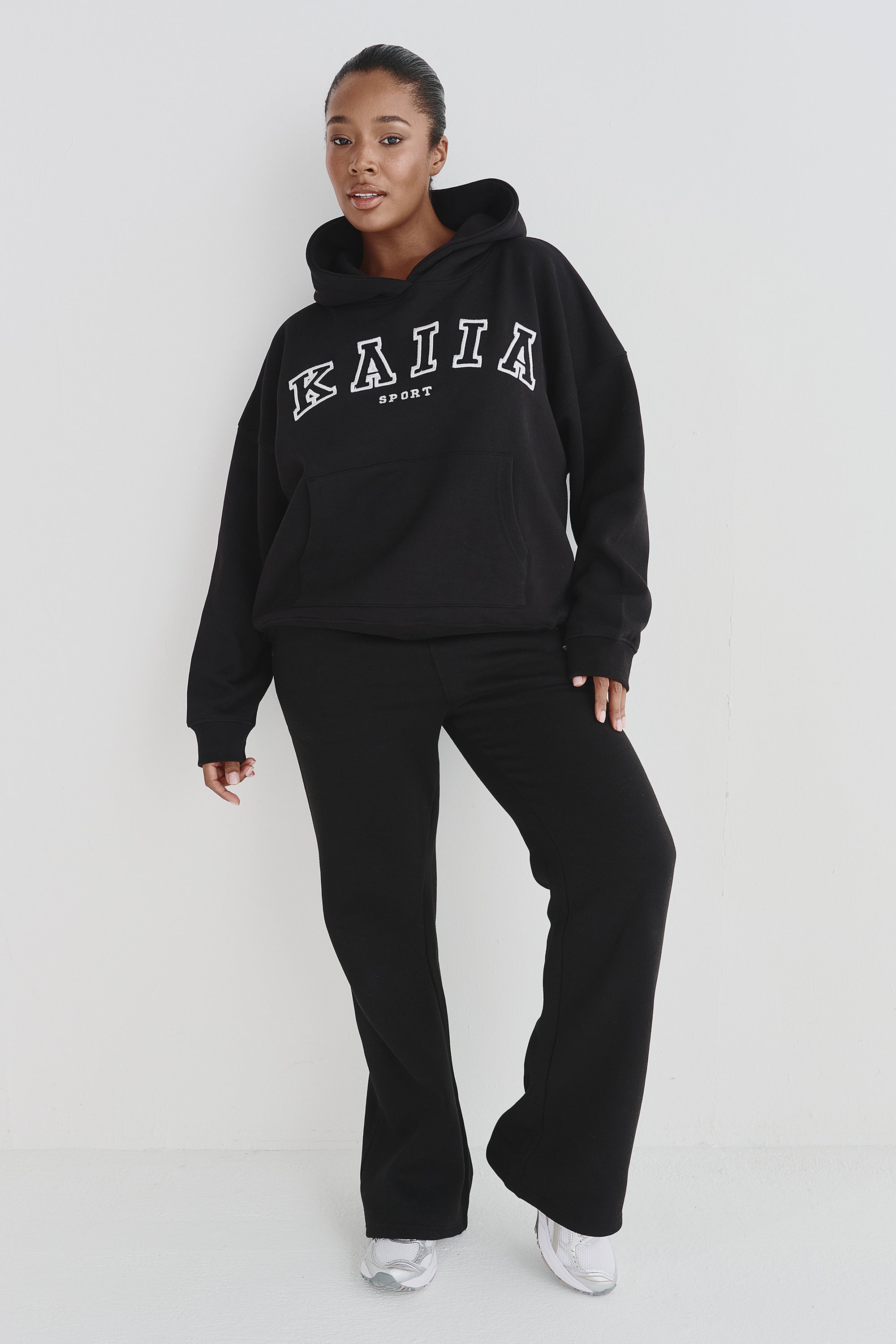 Kaiia Sport Logo Oversized Hoodie Black